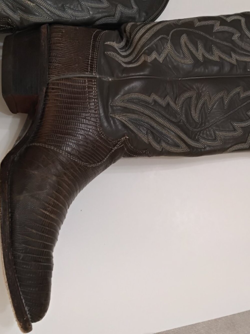 Vintage Justin Boots Men's 8D Brown Lizard Cowboy Boots R925 USA - Picture 7 of 12